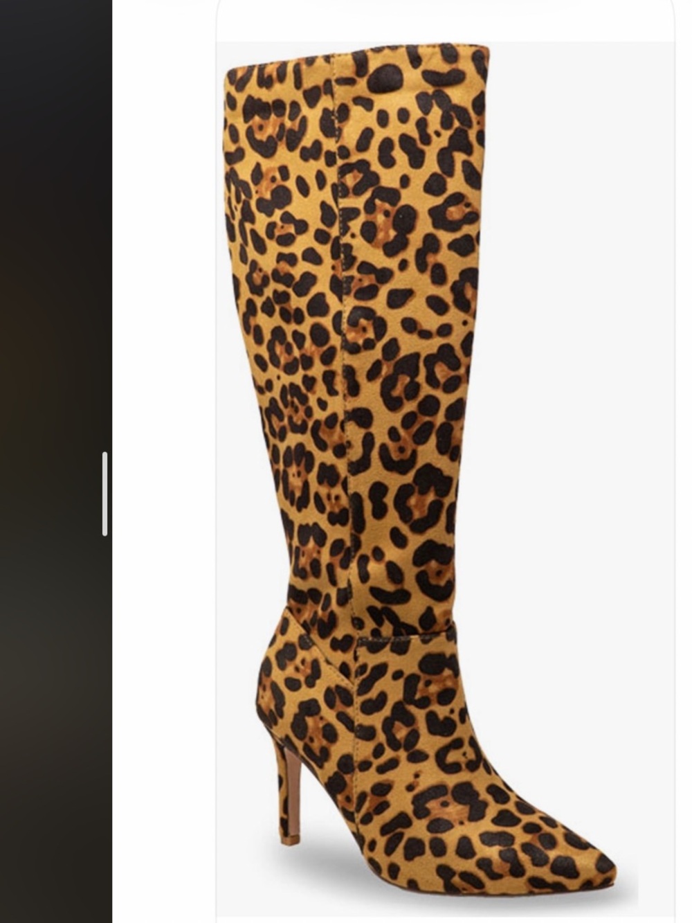 Chase and Chloe Leopard Print Knee-High Stiletto Boot - W7